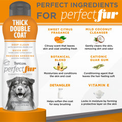 TropiClean Perfect Fur double-coat close-up emphasizes thorough cleaning and care