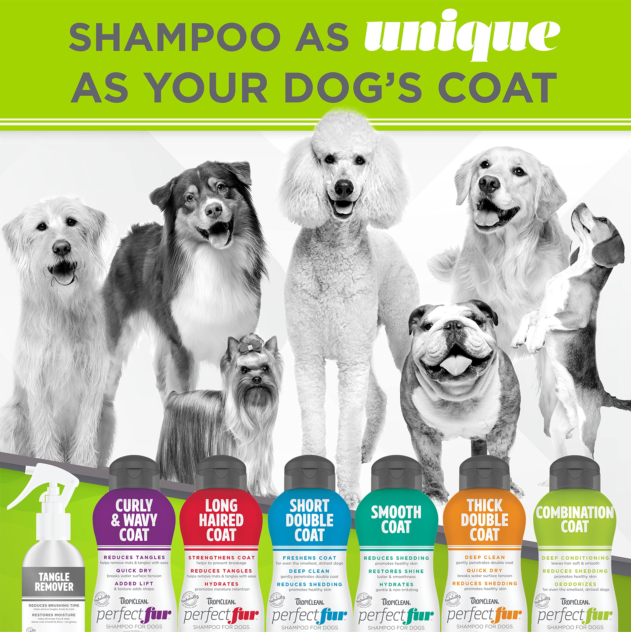 TropiClean Perfect Fur puppy-safe formula for gentle cleansing.