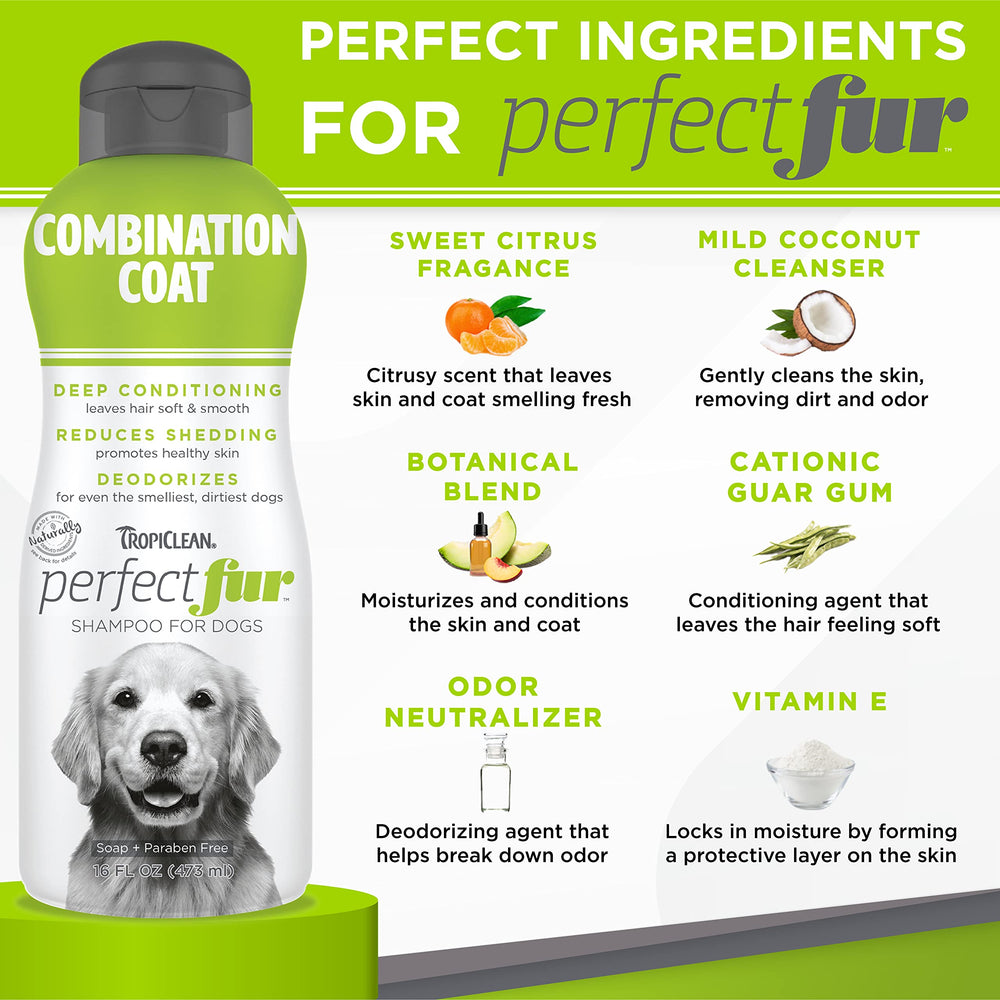 TropiClean Perfect Fur shampoo lather forms rich foam for gentle cleansing.