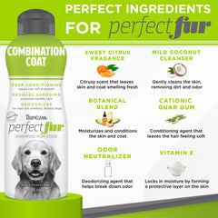 TropiClean Perfect Fur shampoo lather forms rich foam for gentle cleansing.