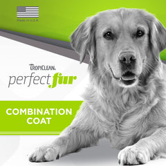 TropiClean Perfect Fur shampoo pour highlights citrus scent for odor control.