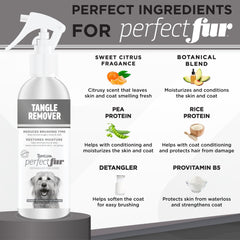 TropiClean Perfect FurDetangler Spray aplicación en perro: facilita el cepillado sin forzar