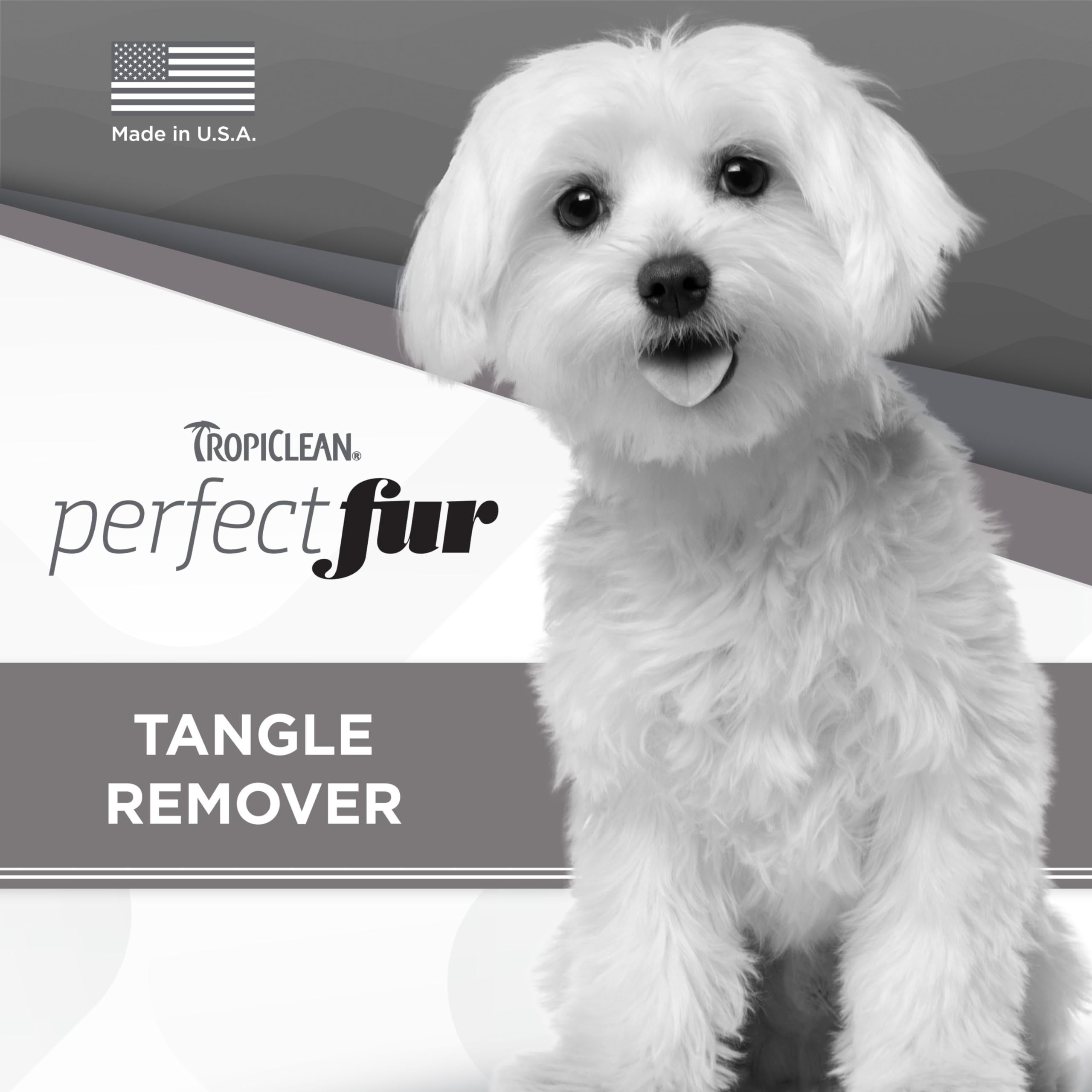 TropiClean Perfect FurDetangler Spray etiqueta frontal: fórmula suave para pelaje