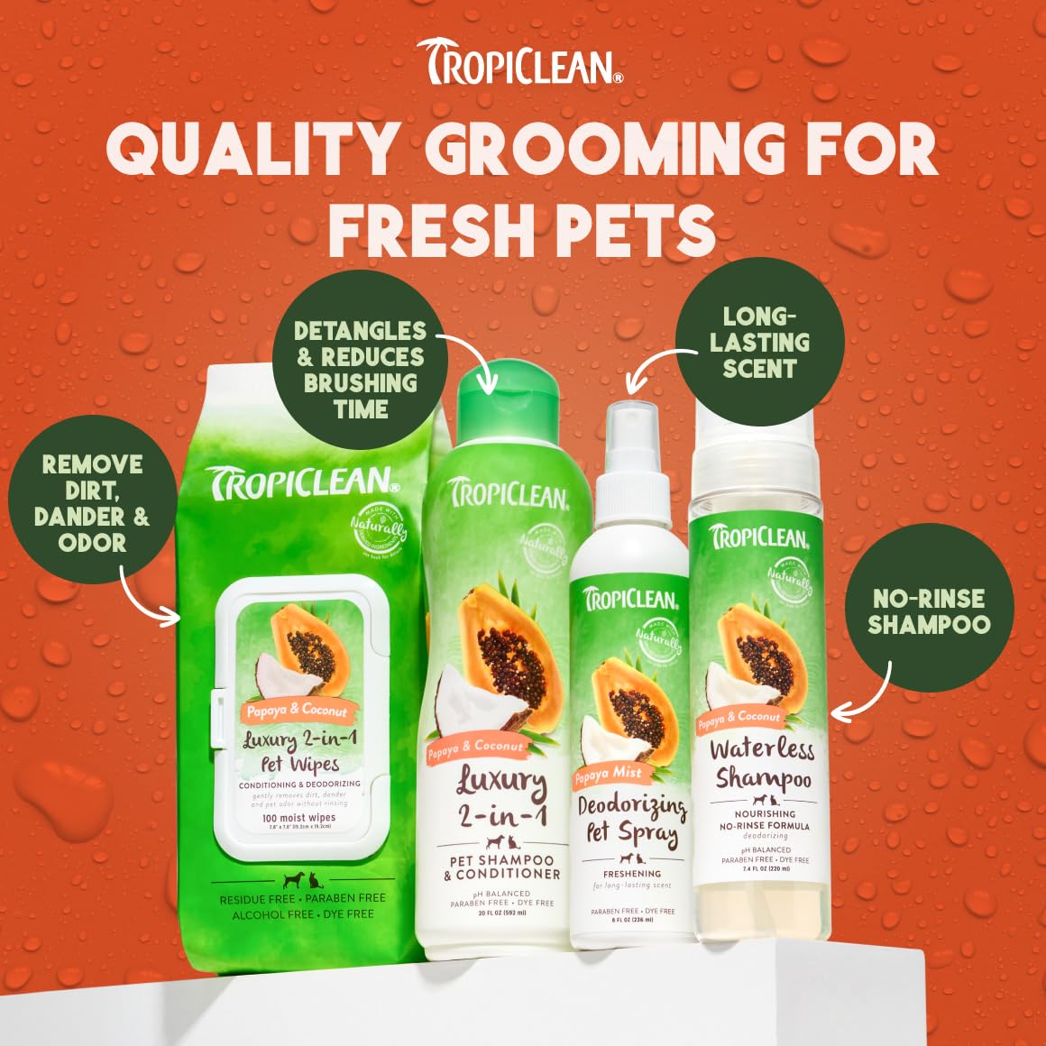 TropiClean apto para gatos desde 12 semanas, opción perfumada para higiene