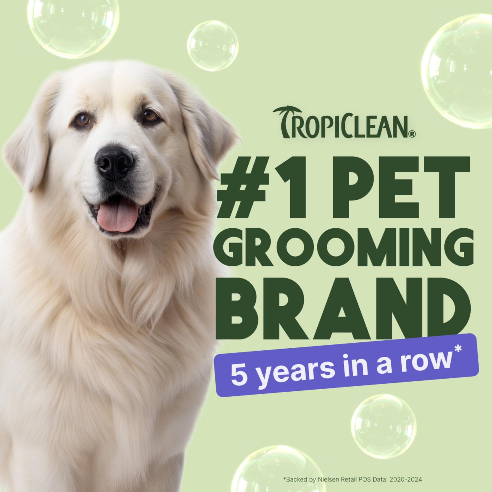 TropiClean Whitening Dog Shampoo coat closeup shows brighter fur and conditioning