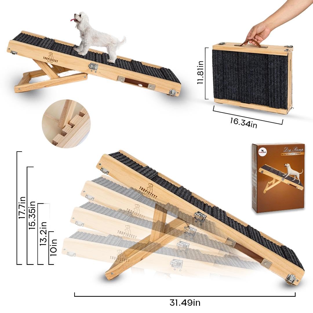 Tropiczest small dog ramp with 4-height-settings for sofa and bed access