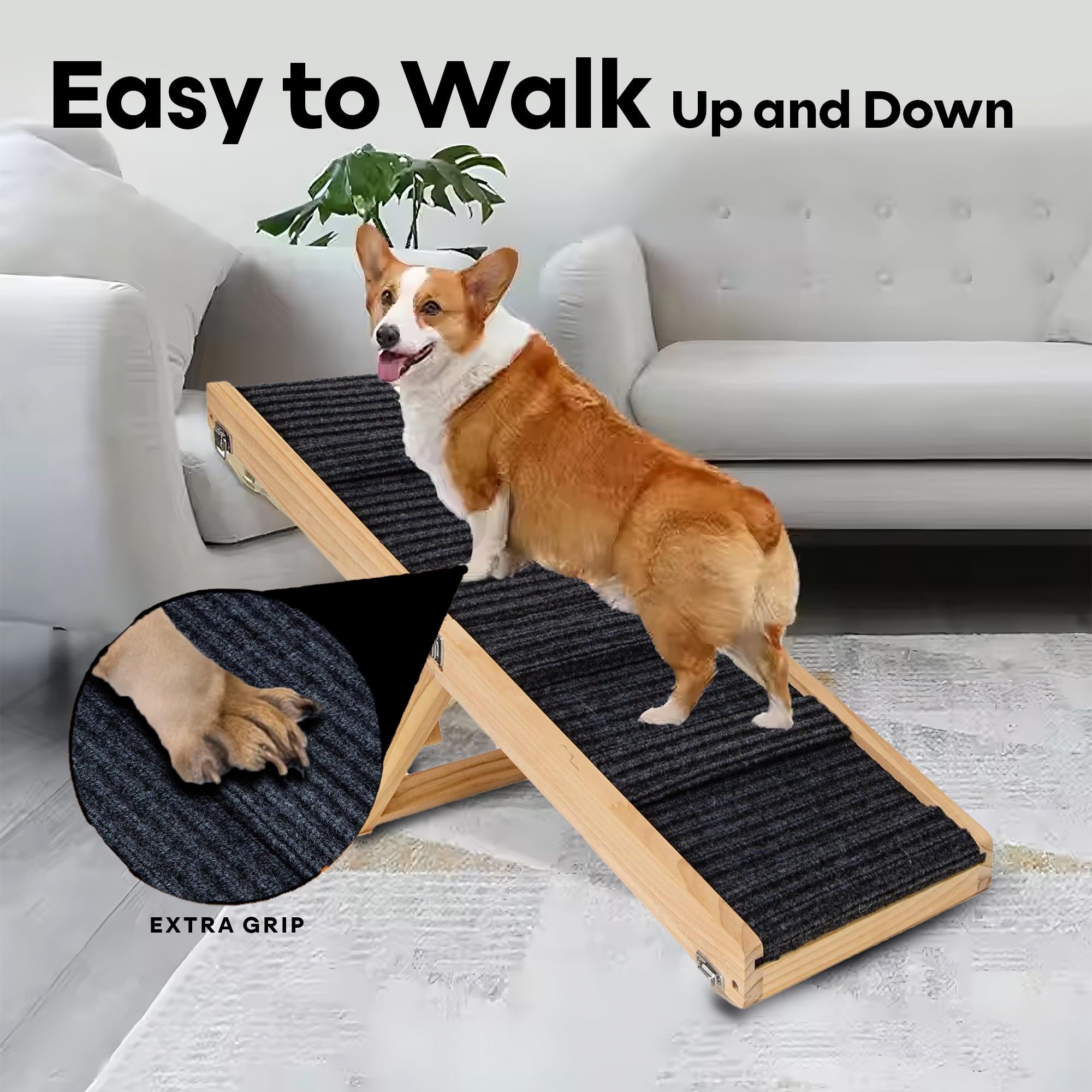 Tropiczest small dog ramp anti-slip-surface provides secure footing during climbs
