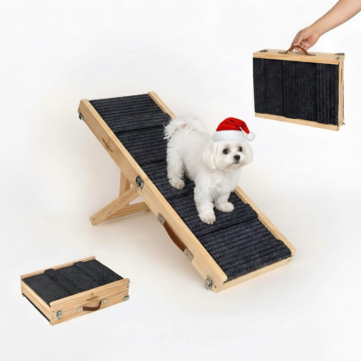 Tropiczest small dog ramp foldable wooden-frame for easy storage and stable pet access