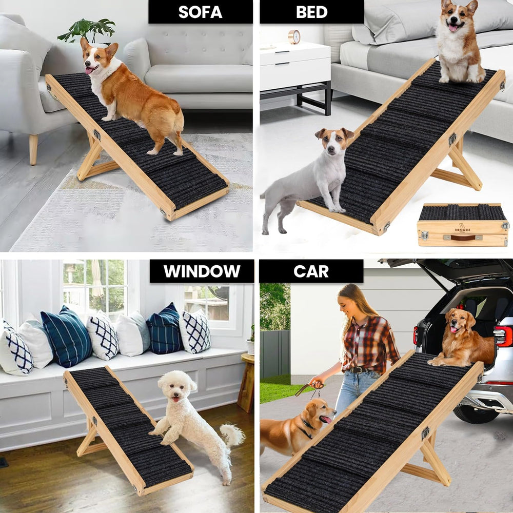 Tropiczest small dog ramp gray-sturdy-frame supports up to 40 pounds