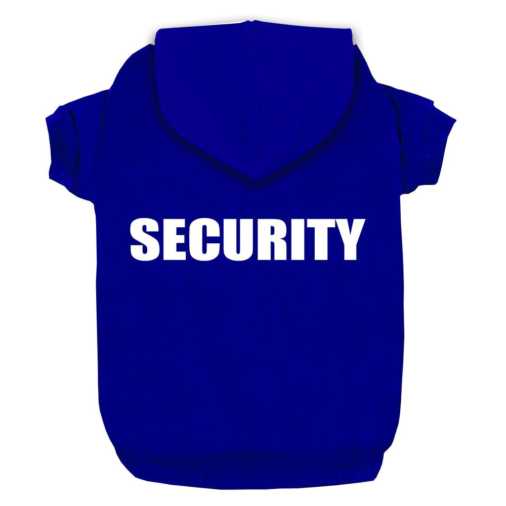 Trudz PET security dog hoodie front view shows warm, snug fit for winter walks.