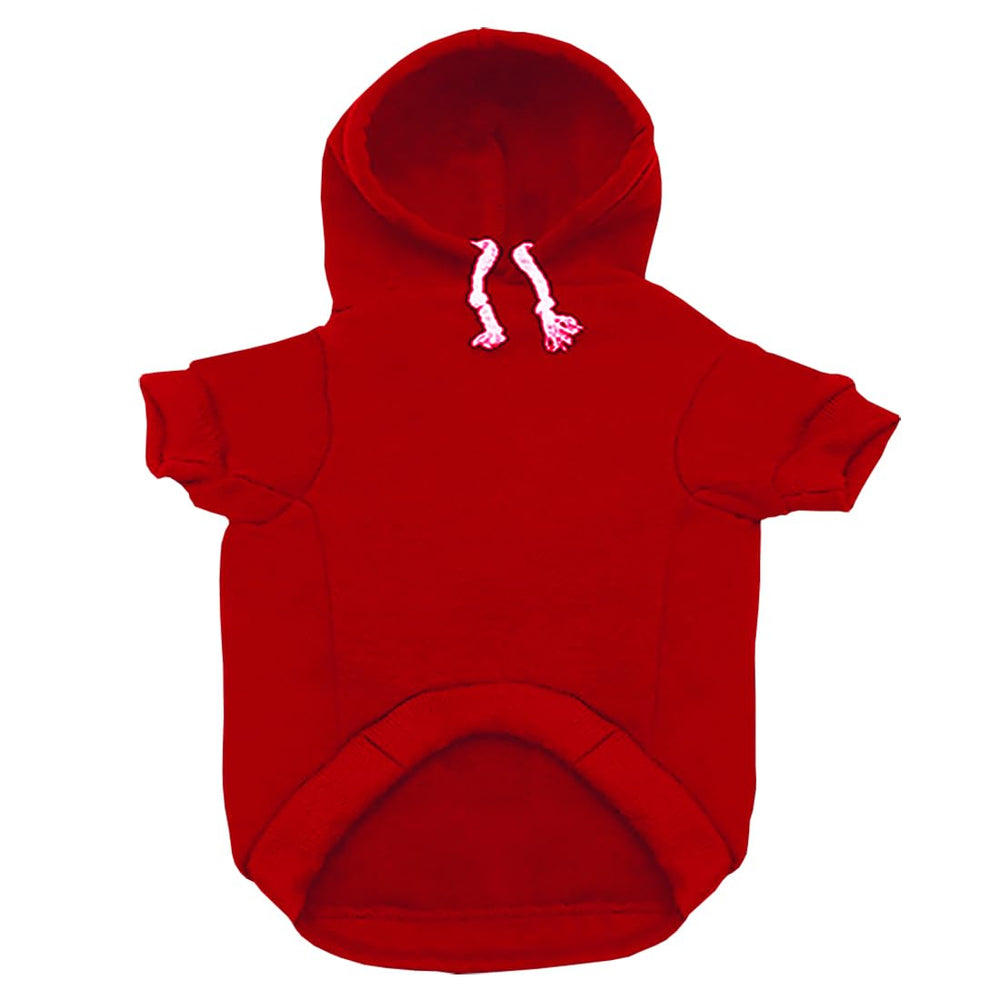 Trudz PET security dog hoodie red back view for cozy winter warmth.