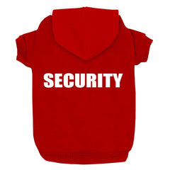Trudz PET security dog hoodie in red, front view, snug fit for warmth.