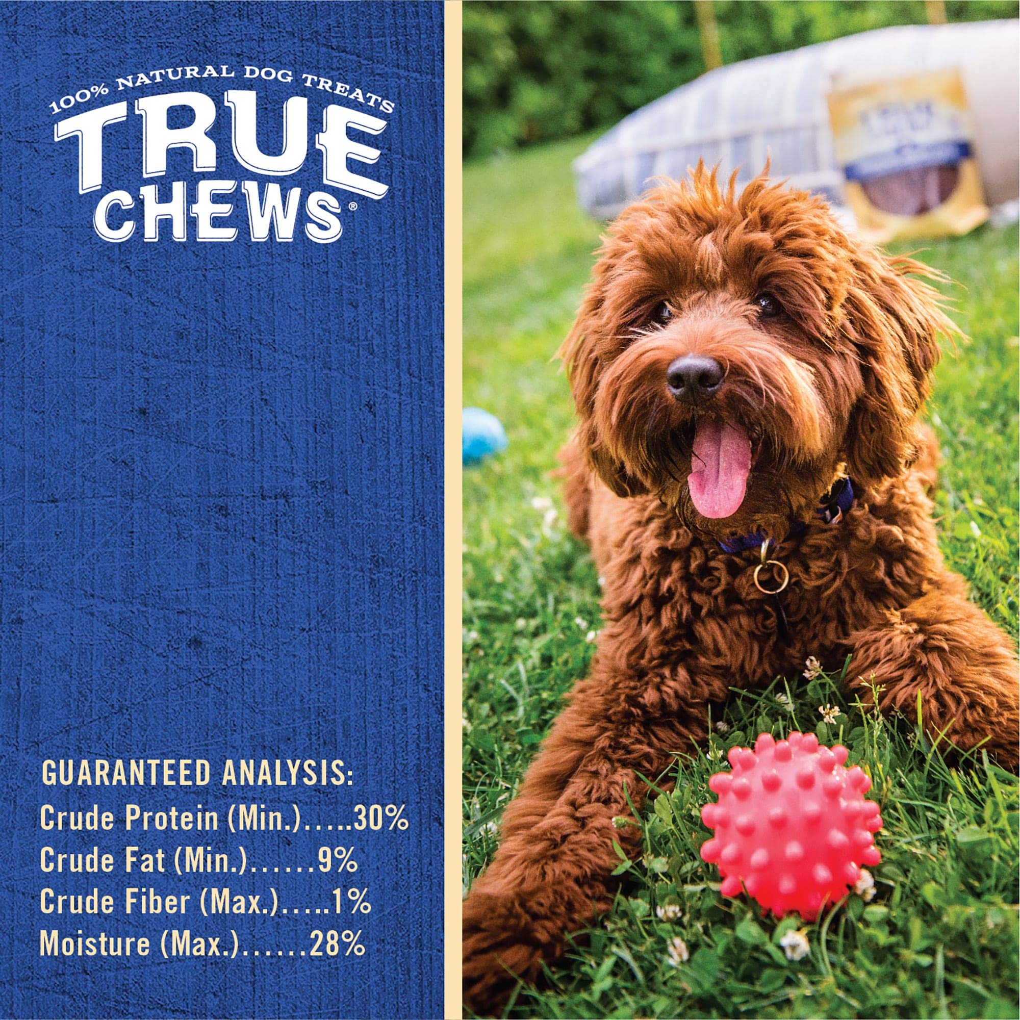 True Chews chicken jerky bites serving bowl—shareable treat for training sessions.