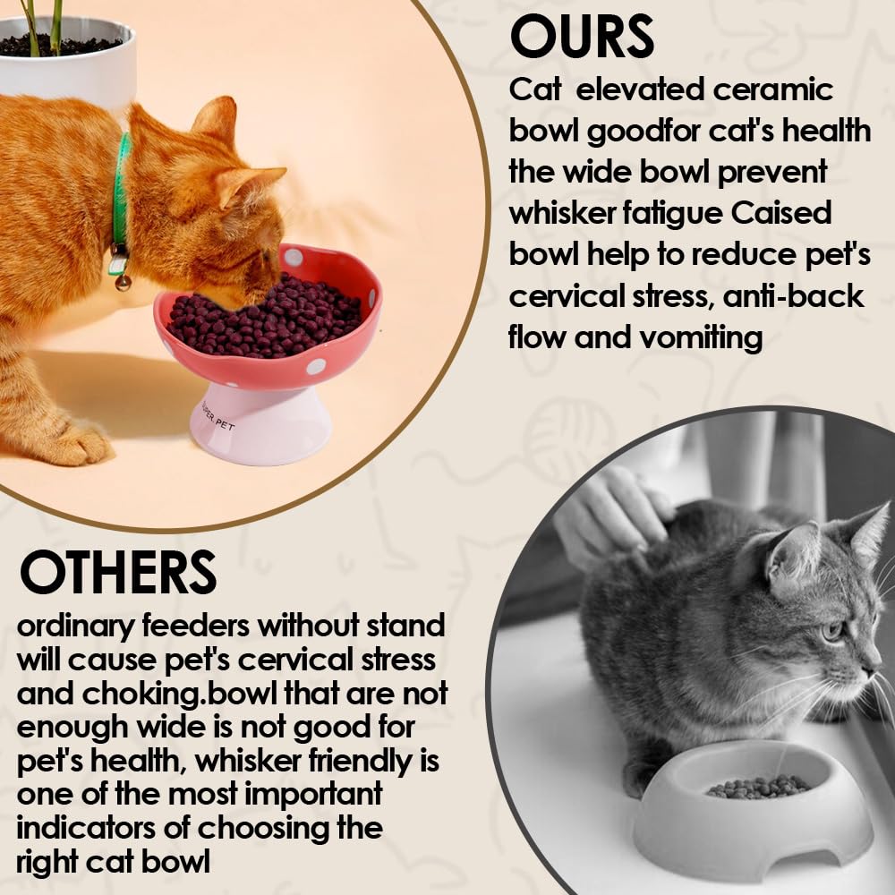 TRUNDISAN ceramic elevated mushroom cat bowls kittens and cats feeding area snapshot.