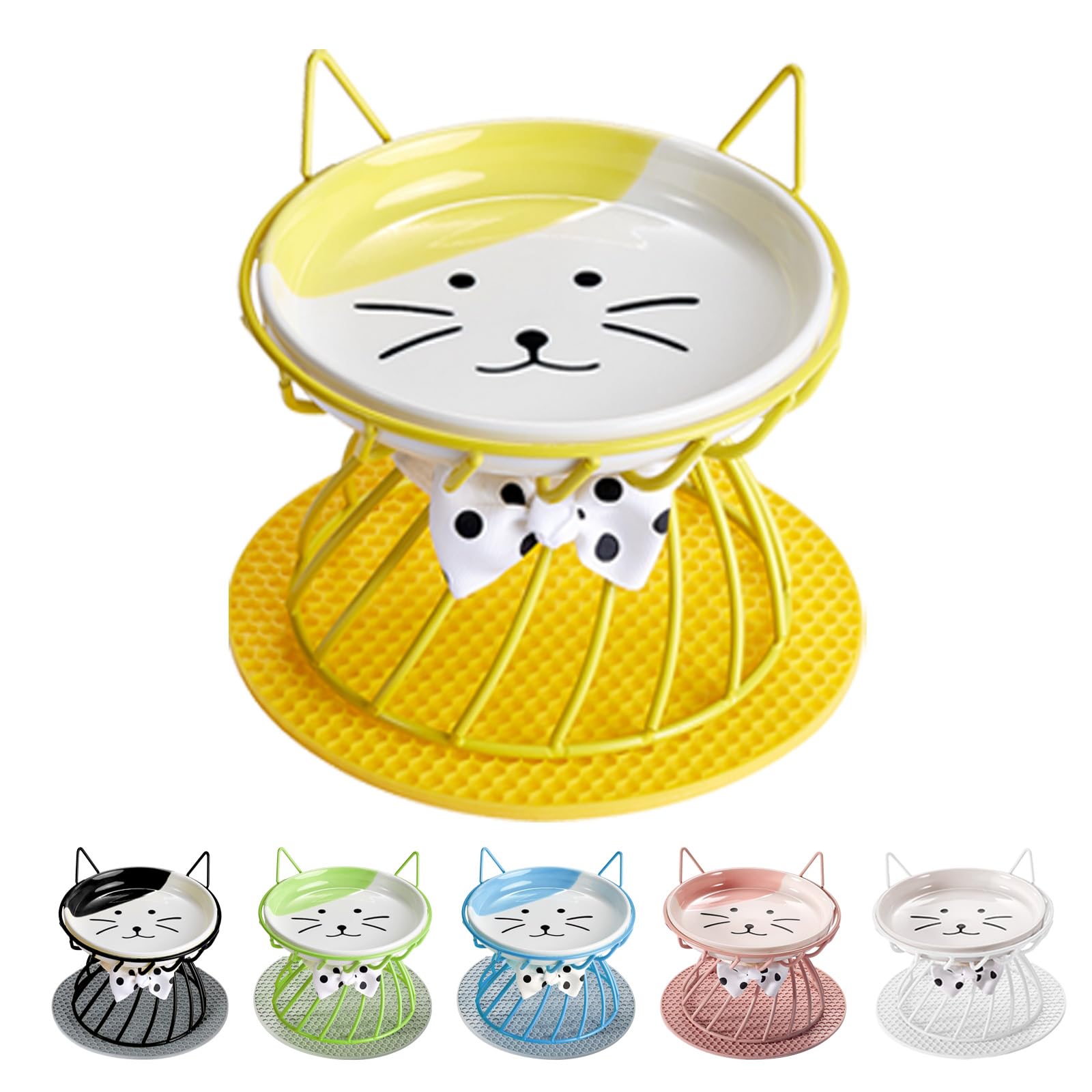 TRUNDISAN elevated cat bowls with metal stand reduce floor mess during meals.