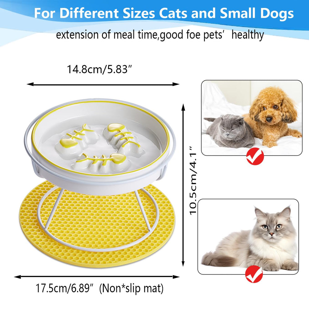 TRUNDISAN elevated cat slow feeder bowl raises feeding posture for comfortable eating