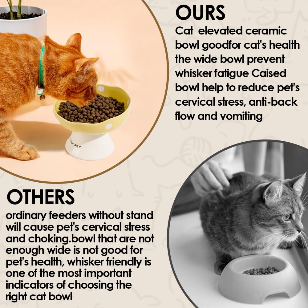 TRUNDISAN mushroom-shaped bowl adds adorable styling to cat mealtime.