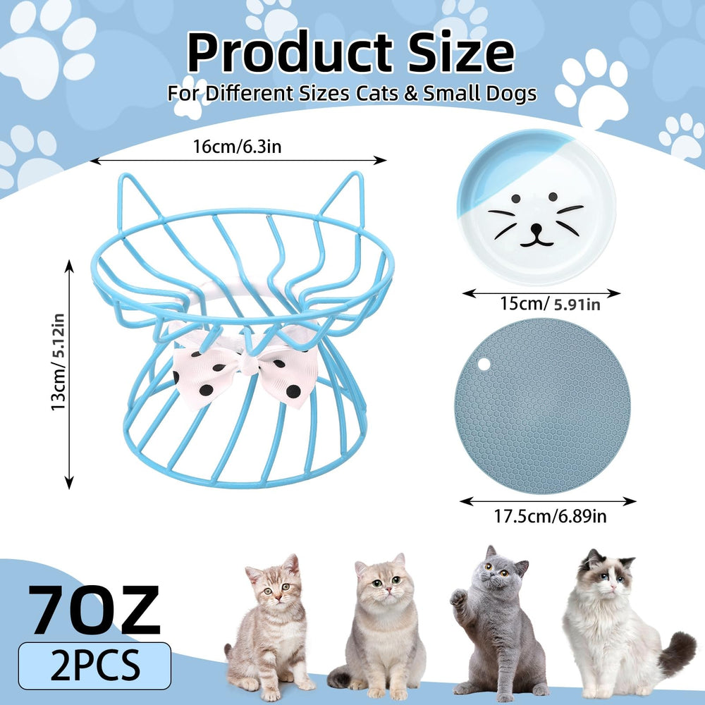 TRUNDISAN raised cat bowl on iron stand provides ergonomic eating height for comfortable meals.