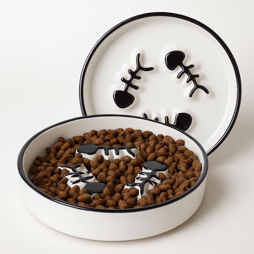 TRUNDISAN two-pack shallow ceramic cat bowls seen from the front for easy feeding.