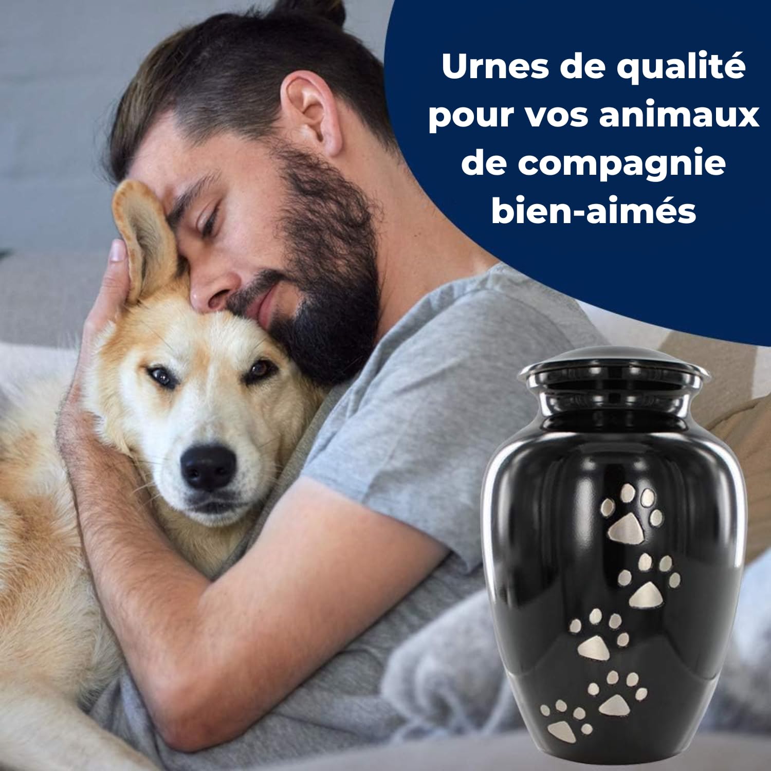 Trupoint Memorials large pet urn velvet bag included for safe transport.