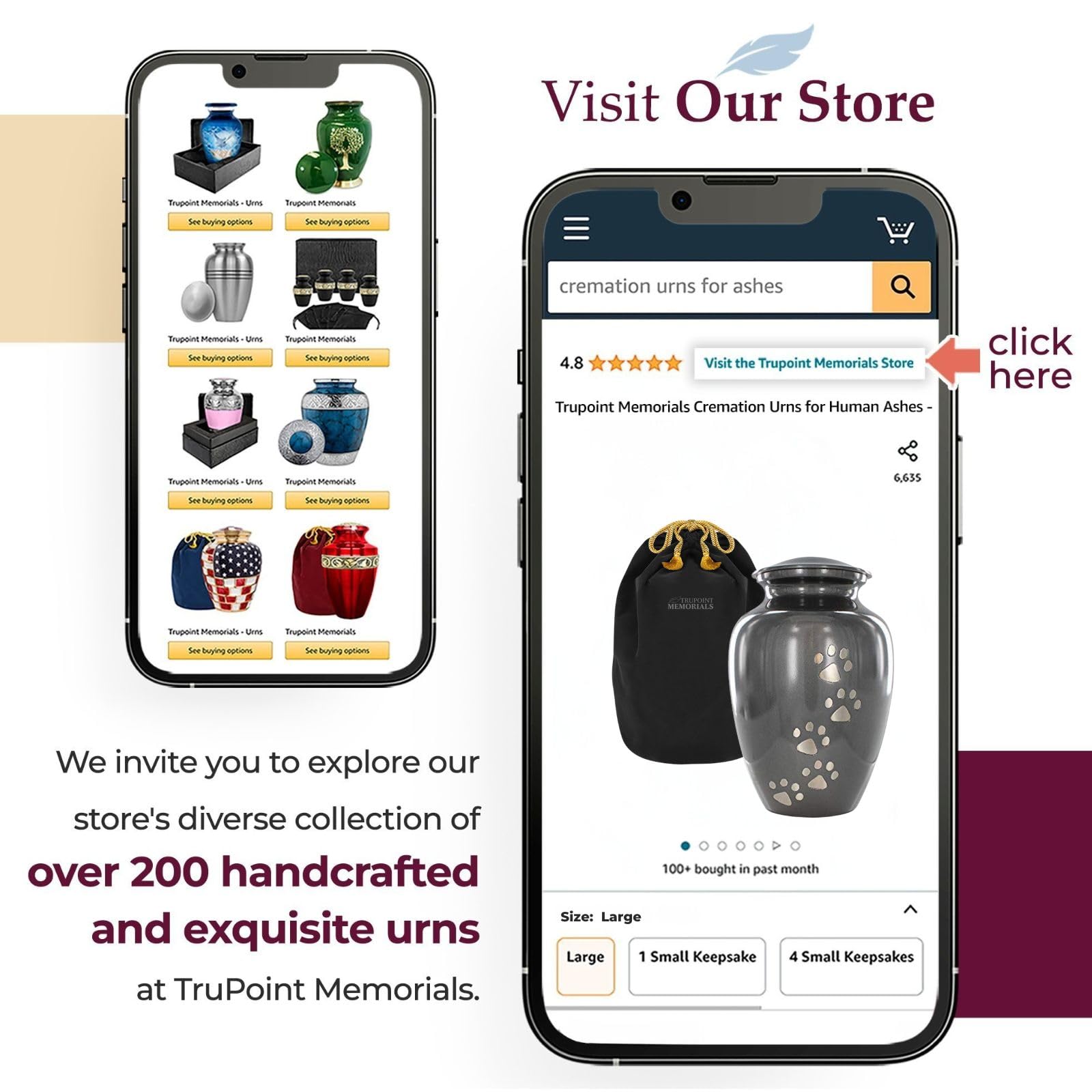 Trupoint Memorials paws print urn dimensions 8x5 inches fit display space