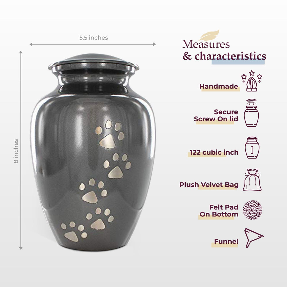 Trupoint Memorials paws print urn screw-cap closeup for secure lasting ashes