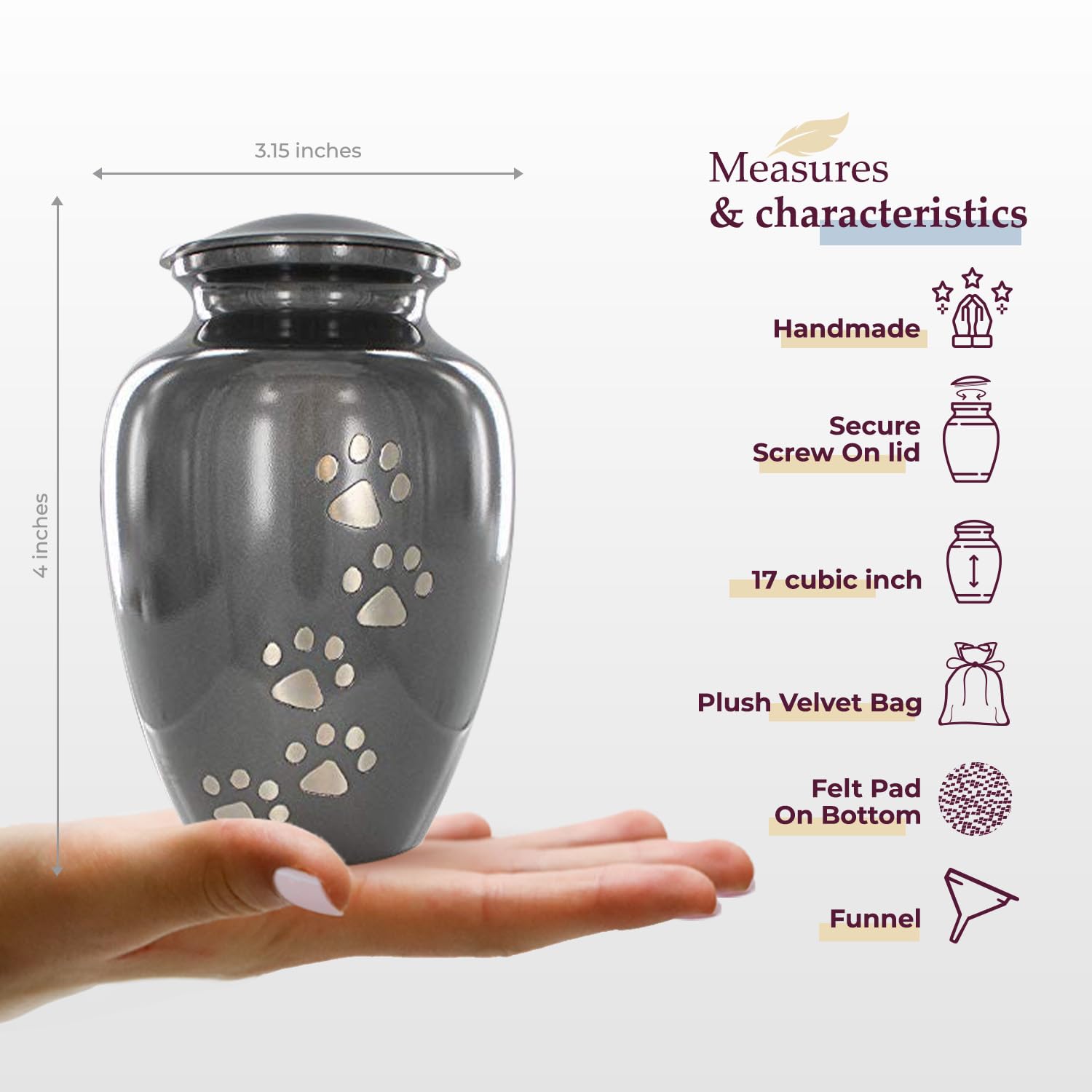 Trupoint Memorials small pet urn with screw-top closure for secure storage