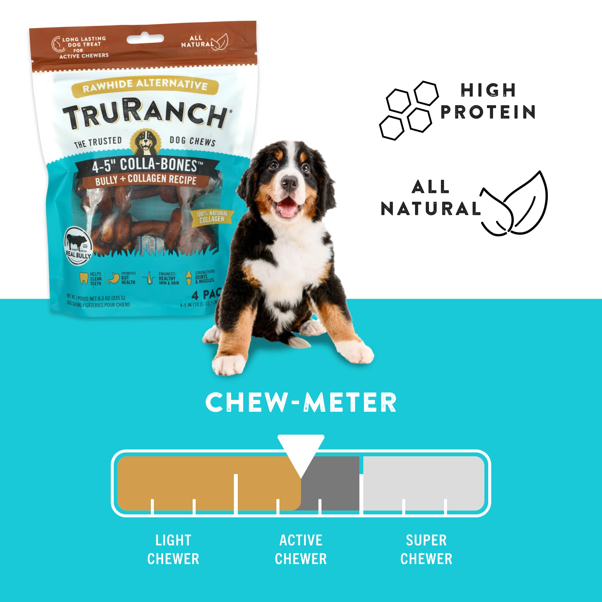 TRURANCH Collagen Bones Bully three-bags value-pack display emphasizes convenience