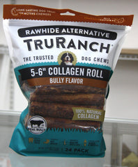 TRURANCH collagen roll bully flavor 5-6 inch chew for dogs, long-lasting chew option