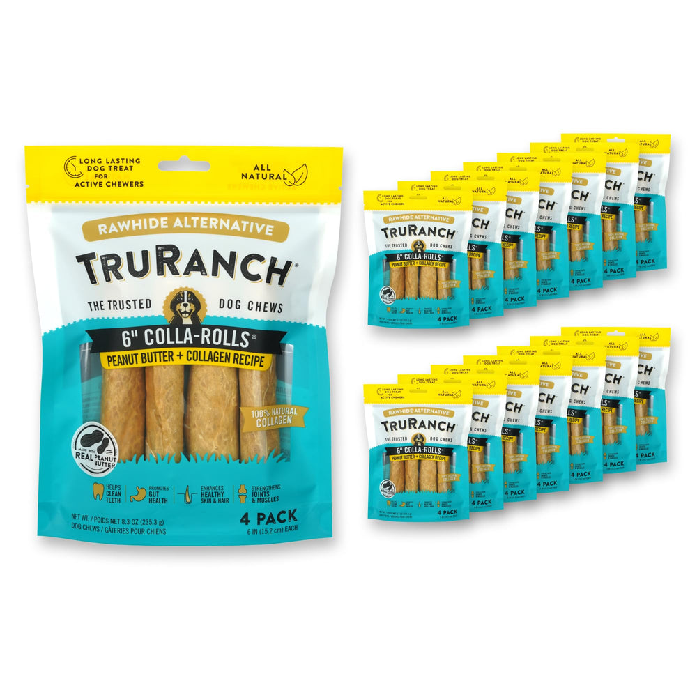 TRURANCH collagen rolls beef with peanut butter 6-inch chew supports joints and palate