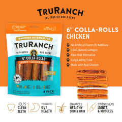TRURANCH Collagen Rolls texture close-up reveals dense chew for dental care.