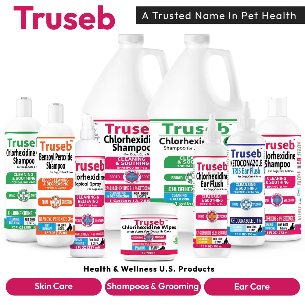 Truseb ear wash made in USA label signaling quality