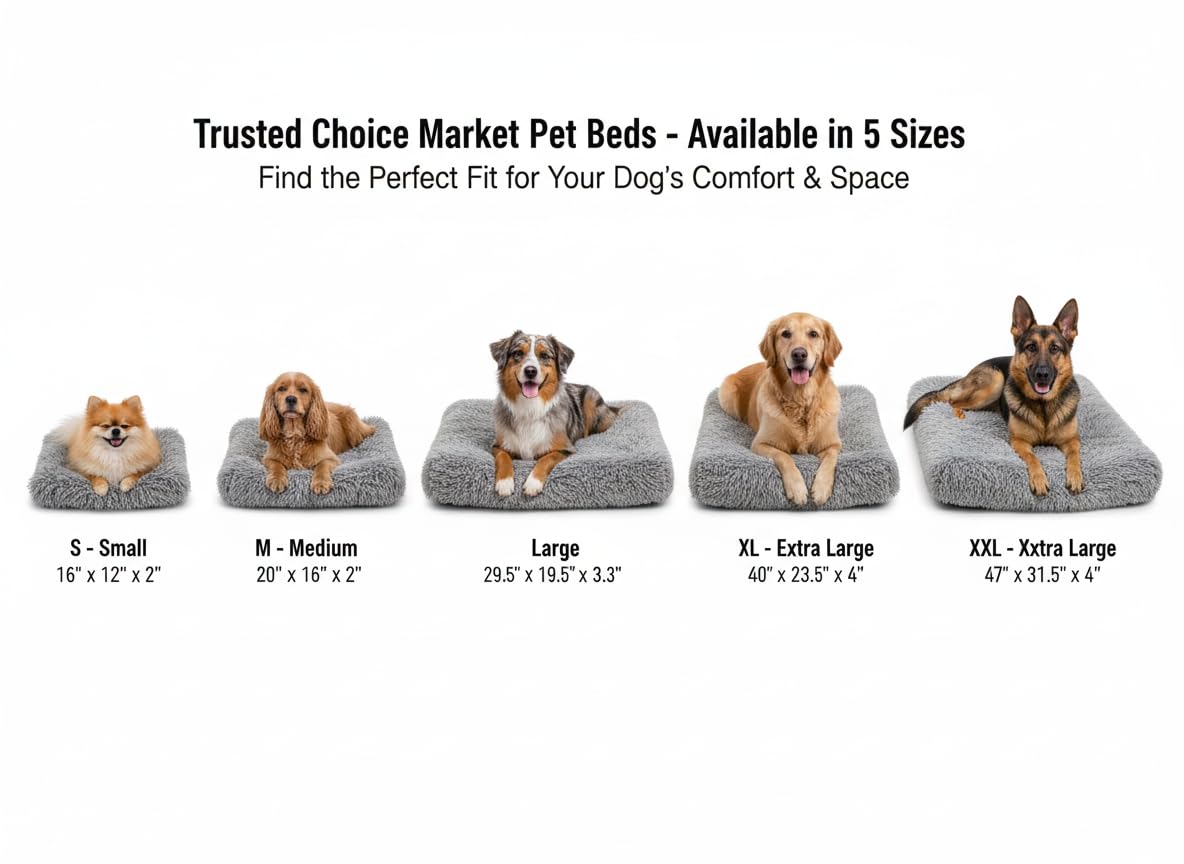 Trusted Choice Market XX-Large bed size chart demonstrates fit for large breeds