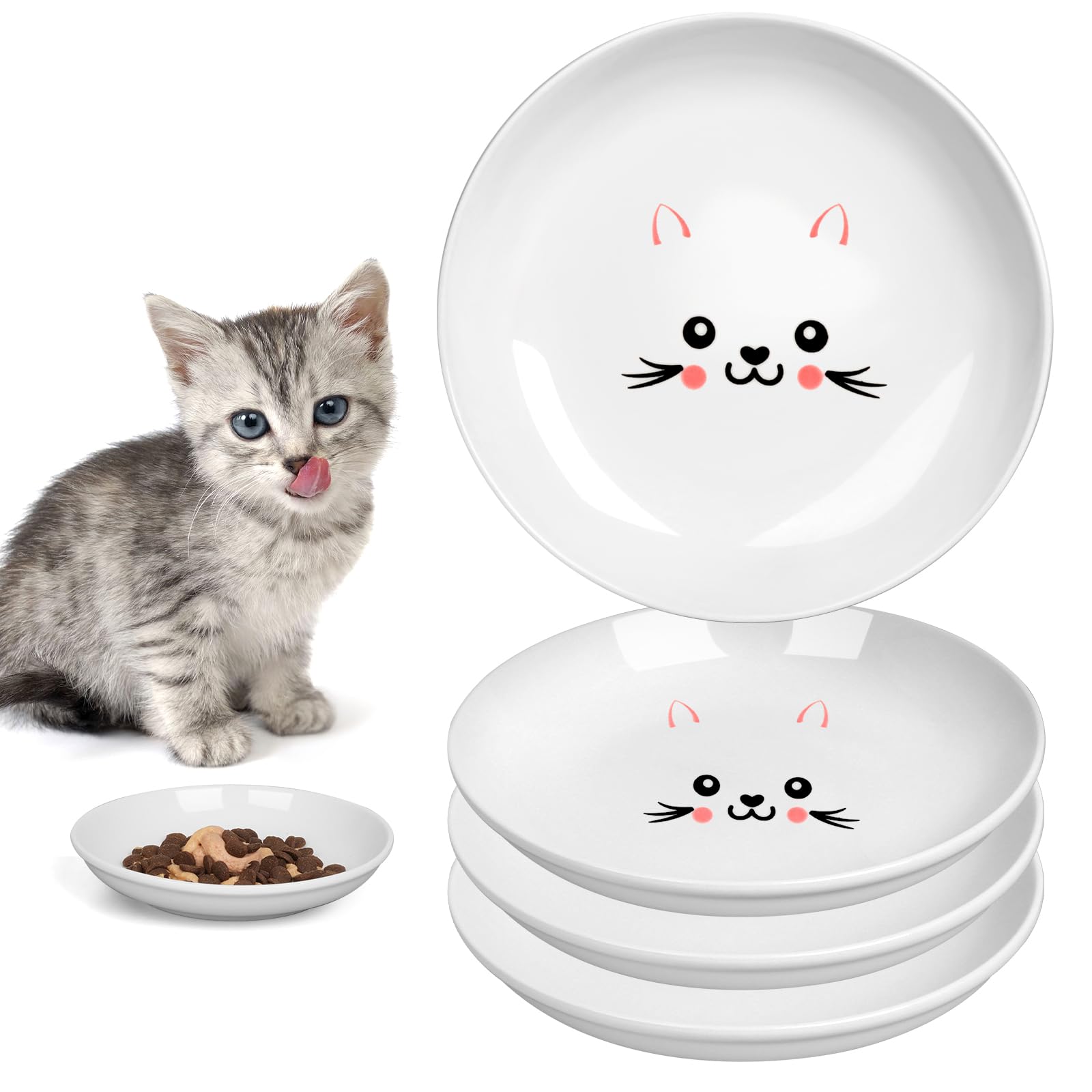 TRUVIC 4-pack cat bowls with wide shallow design for whisker-friendly meals.