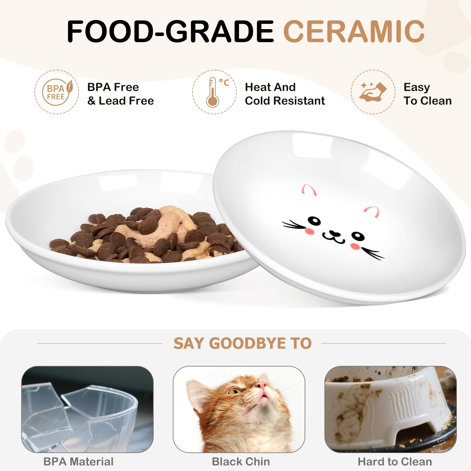 TRUVIC cat face design bowls add charm and encourage comfortable eating.
