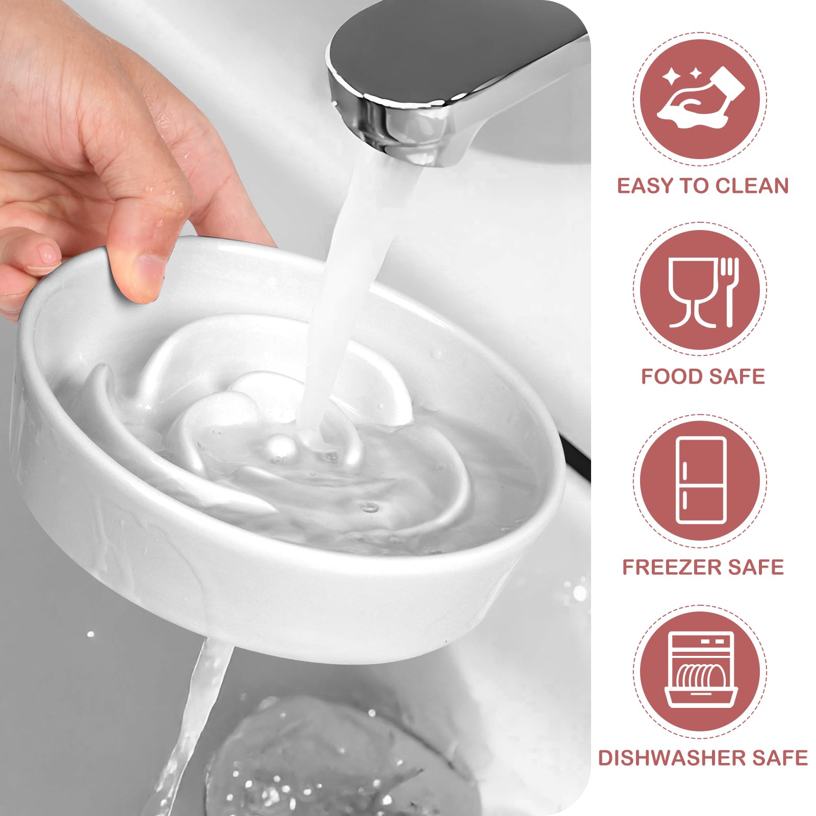 TRUVIC white ceramic dog bowl shown with clean, minimalist design.