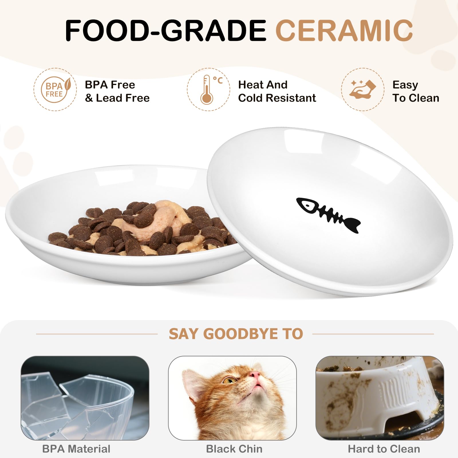 TRUVIC wide shallow 5-9 inch bowls reduce whisker pressure