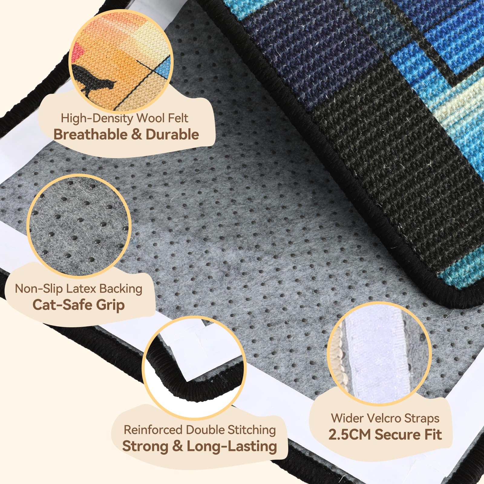 Truvito sisal cat scratch mat wall-mounted demonstrates versatile post and resting area.