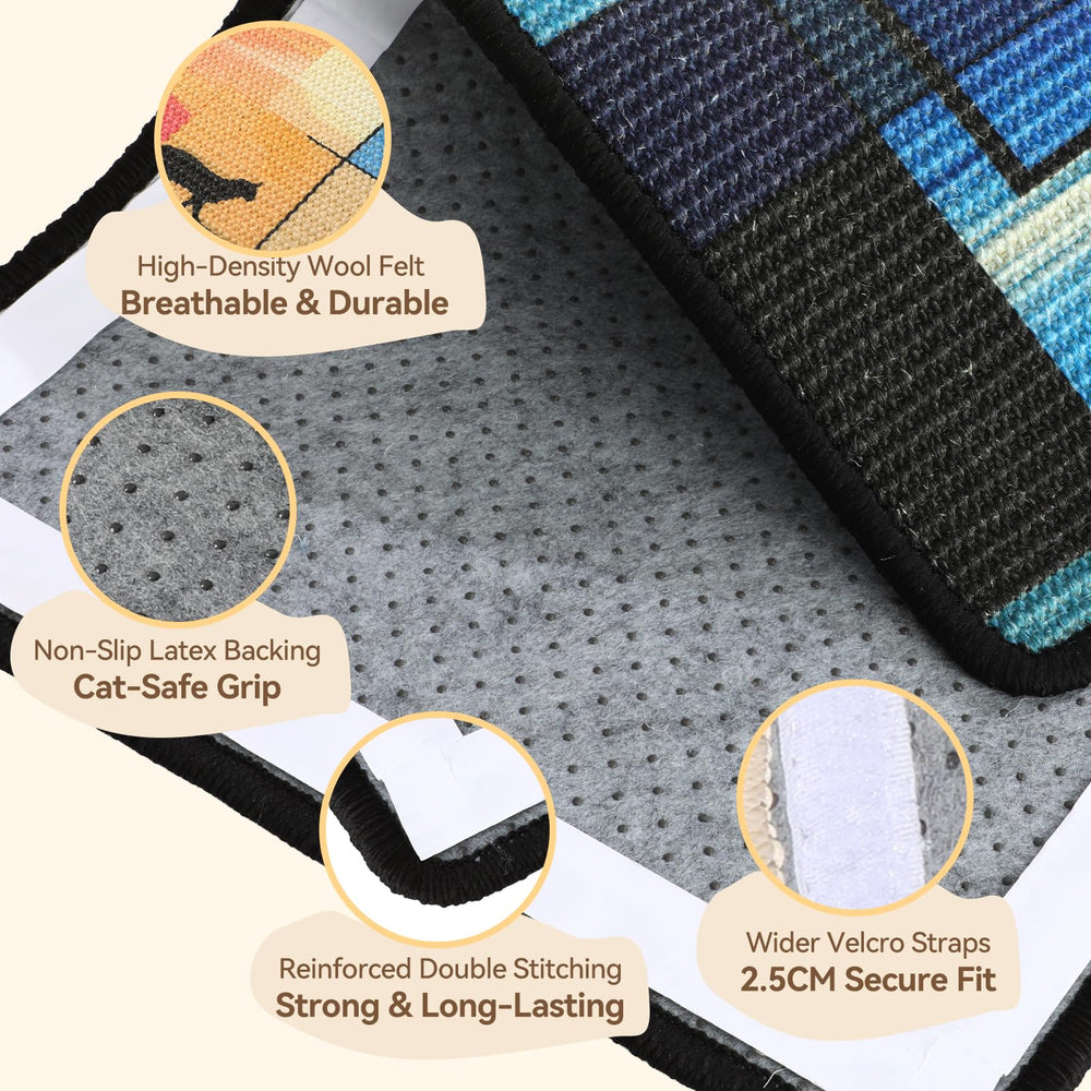 Truvito sisal cat scratch mat wall-mounted demonstrates versatile post and resting area.