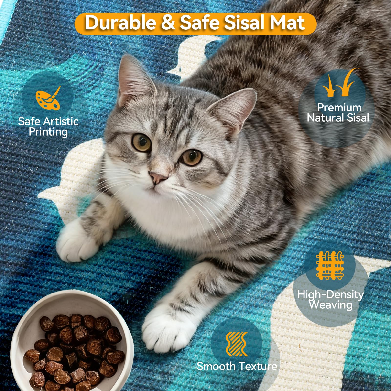 Truvito sisal cat scratcher mat extended use doubles as a cozy bed.