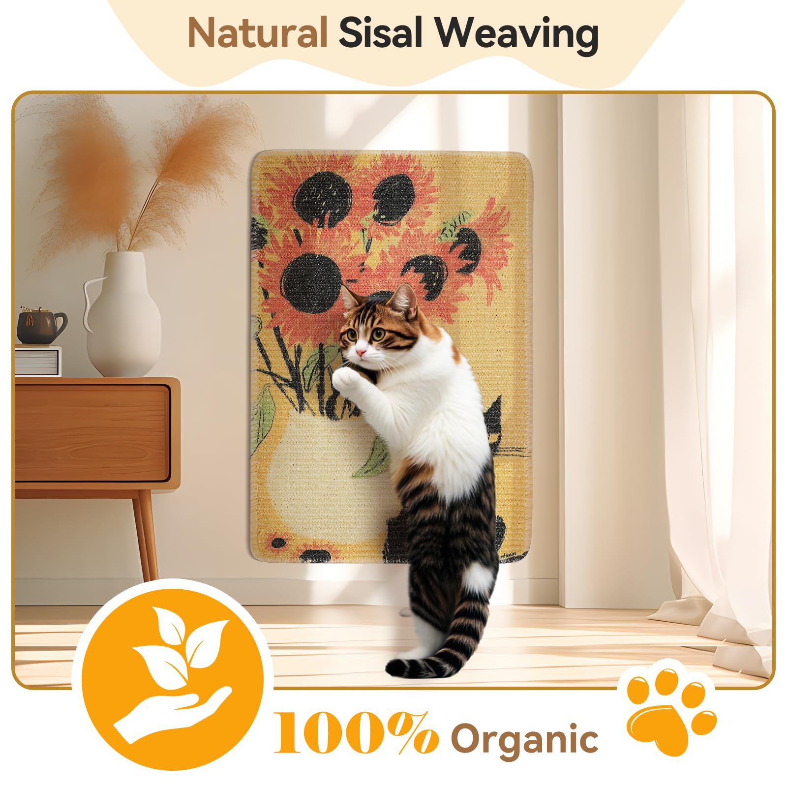 Truvito sisal scratch mat sunflower 23-6x15-7-in provides roomy surface.