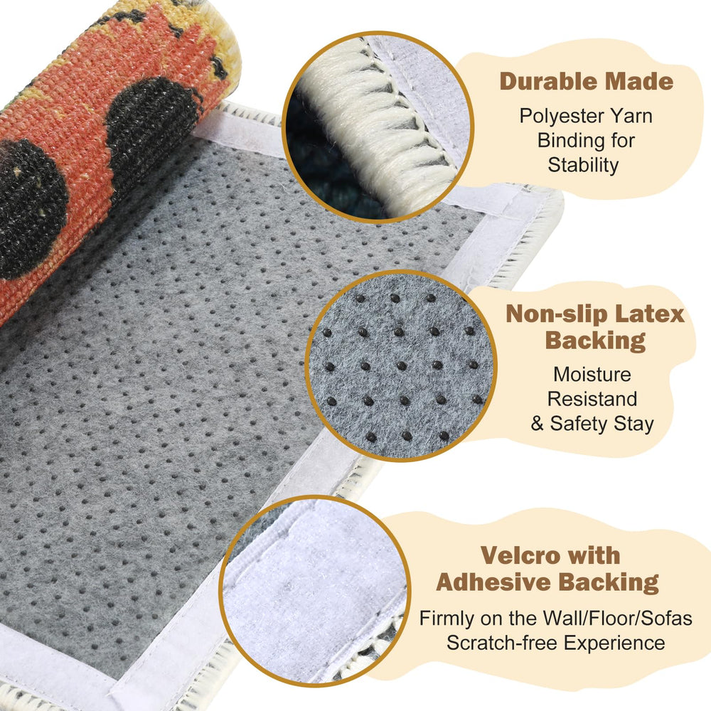 Truvito sisal scratch mat sunflower anti-slip back keeps mat stable during use.