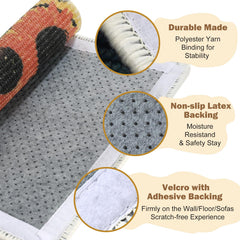 Truvito sisal scratch mat sunflower anti-slip back keeps mat stable during use.