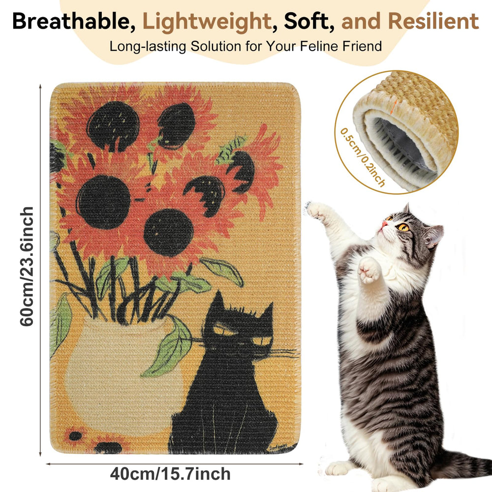 Truvito sunflower blue scratch mat shows ample space for scratching and lounging.