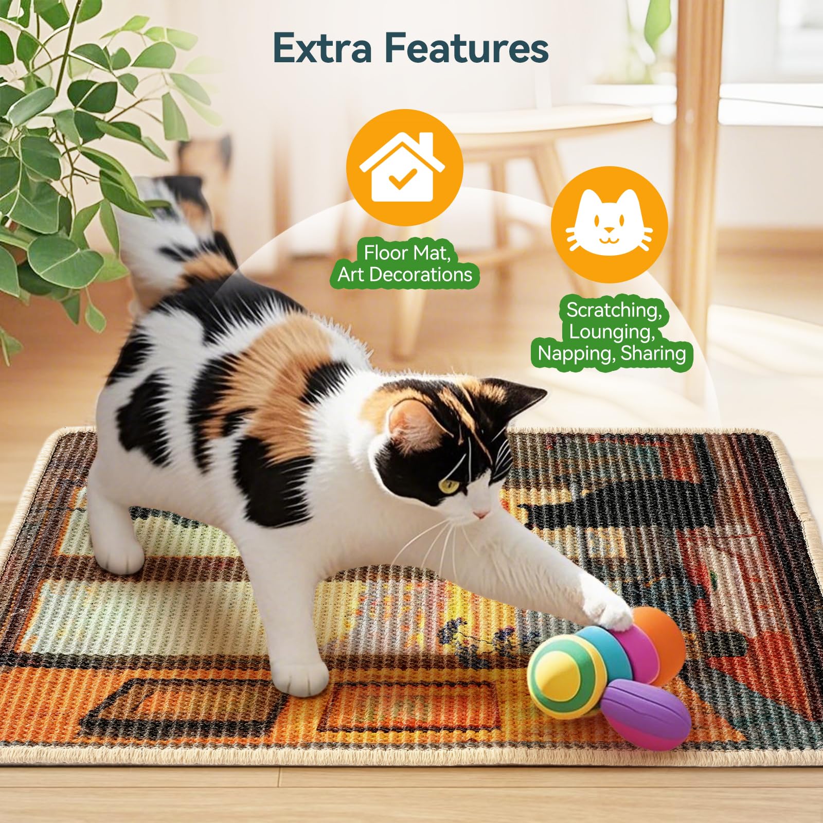 Truvito sisal scratcher mat 23.6x15.7 inches fits tight spaces for scratching