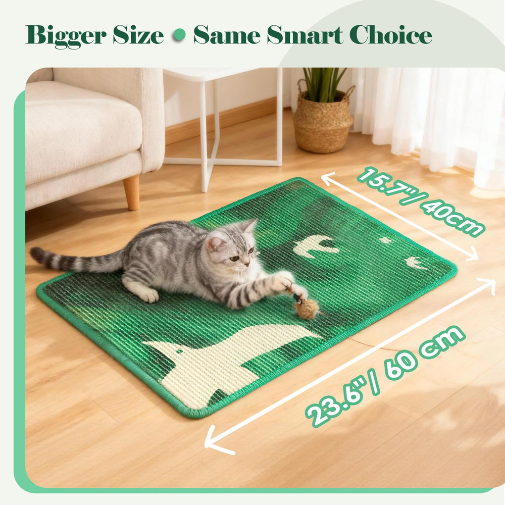 Truvito sisal scratcher mat in Green Emergence blends with decor and protects furniture