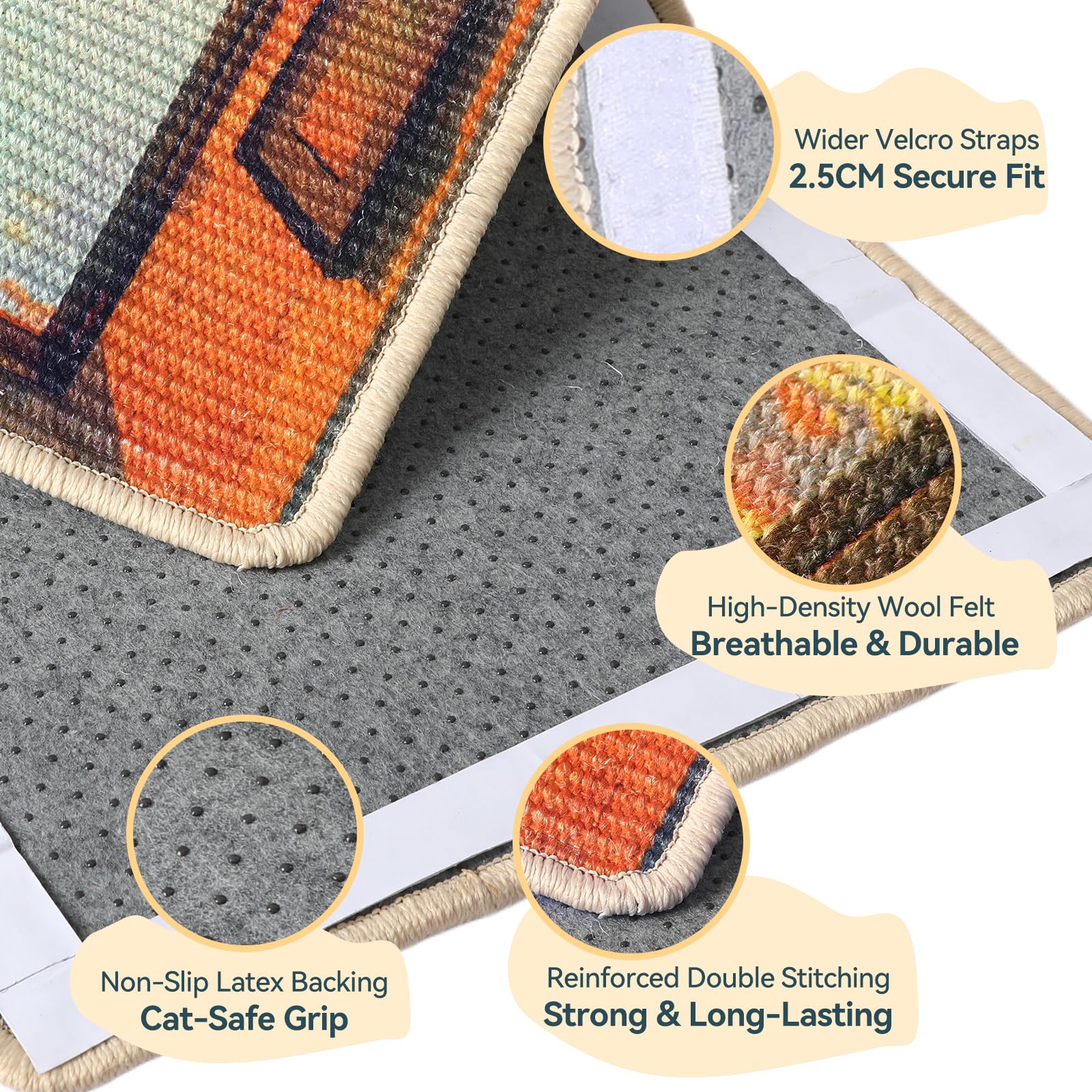 Truvito sisal scratcher mat with sticker tape securing to furniture