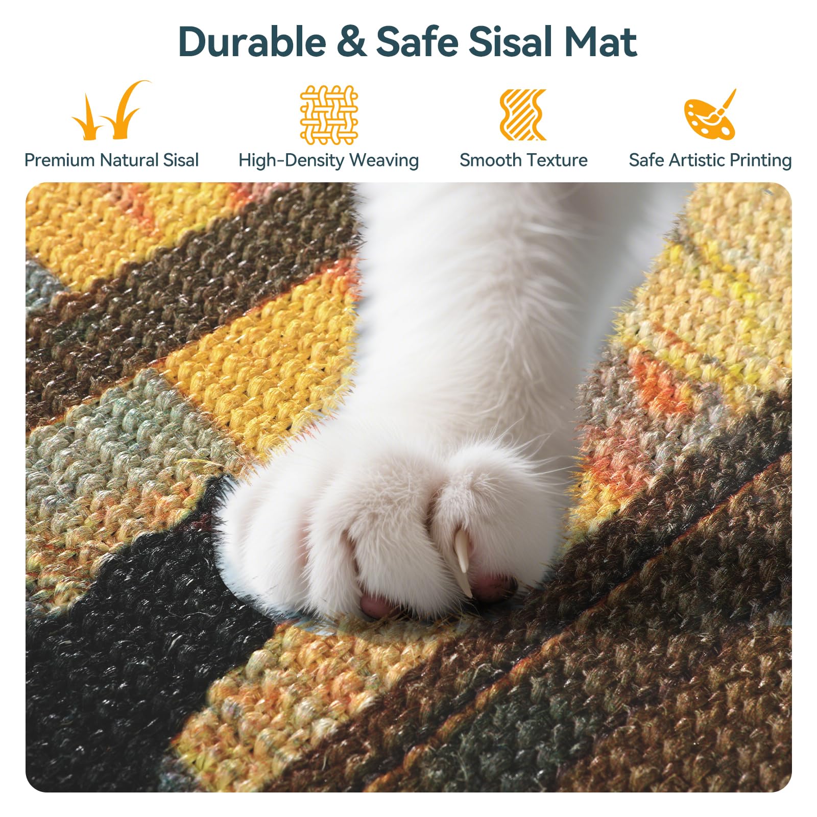 Truvito sisal scratcher mat wall mount edge for versatile placement
