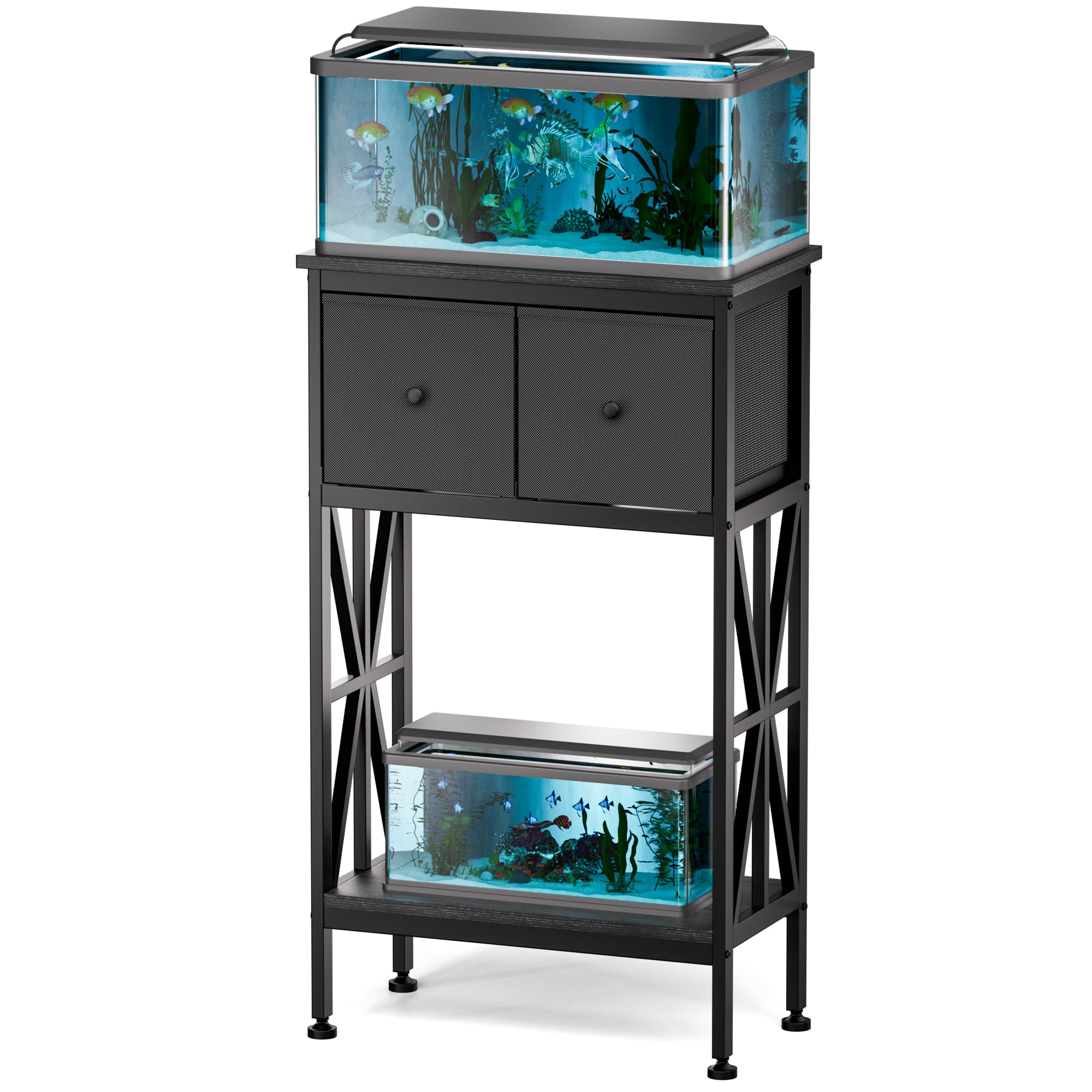 TRZZ 5-10 gallon tank stand front view shows sturdy frame for secure tank display.