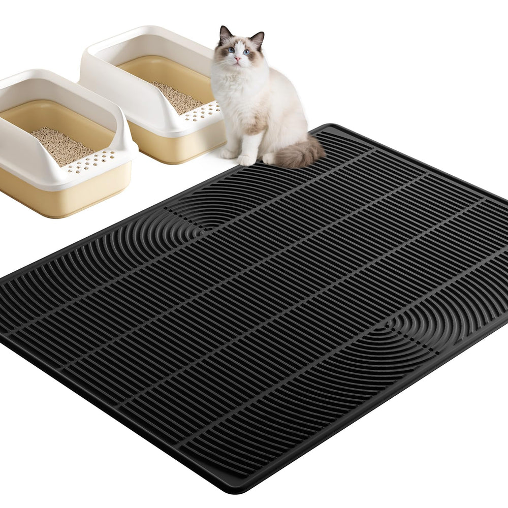 TRZZ XXL cat litter mat with 46x35 raised edges traps litter for cleaner floors